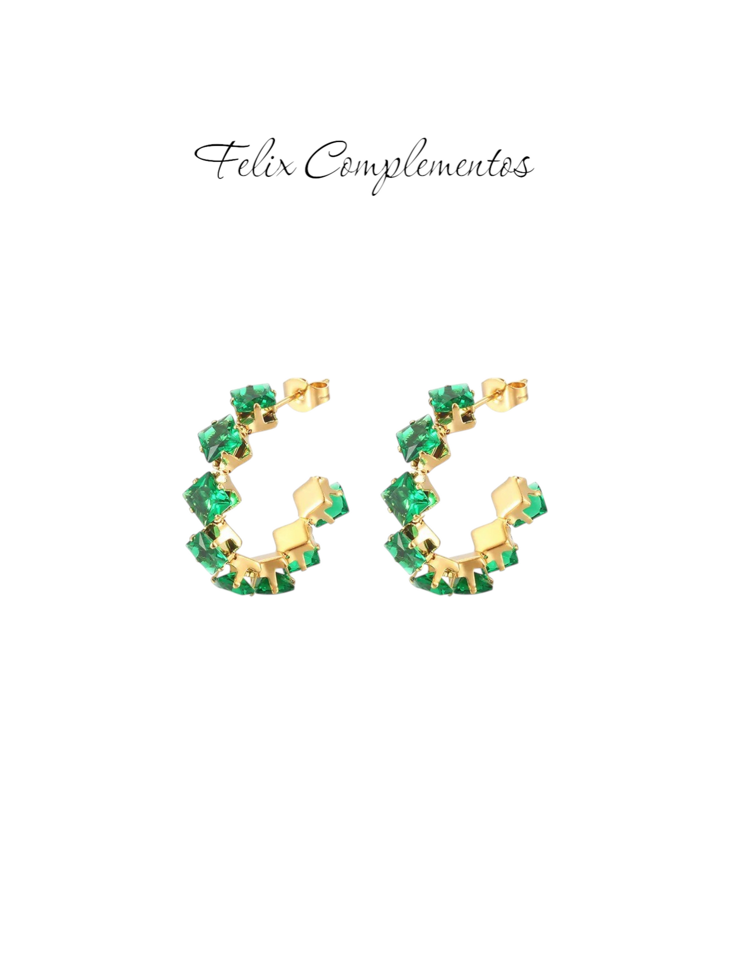 Pendiente aro piedras brillantes