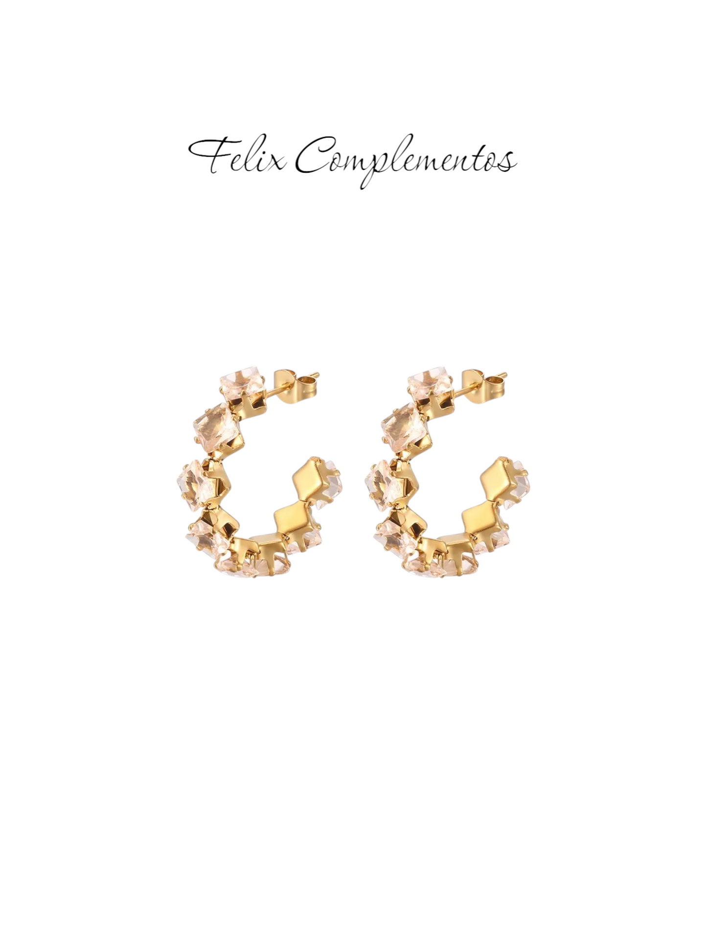 Pendiente aro piedras brillantes