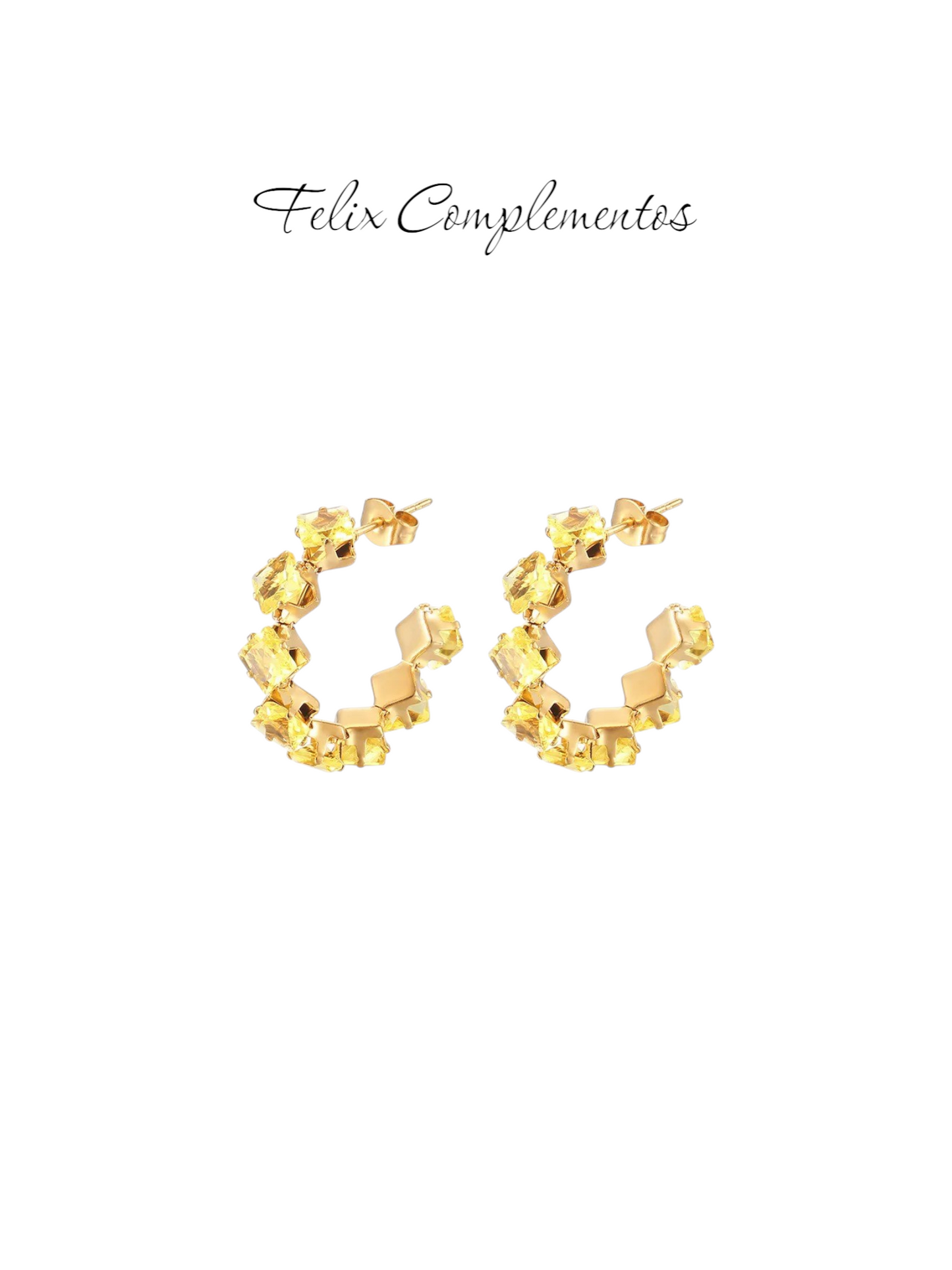 Pendiente aro piedras brillantes