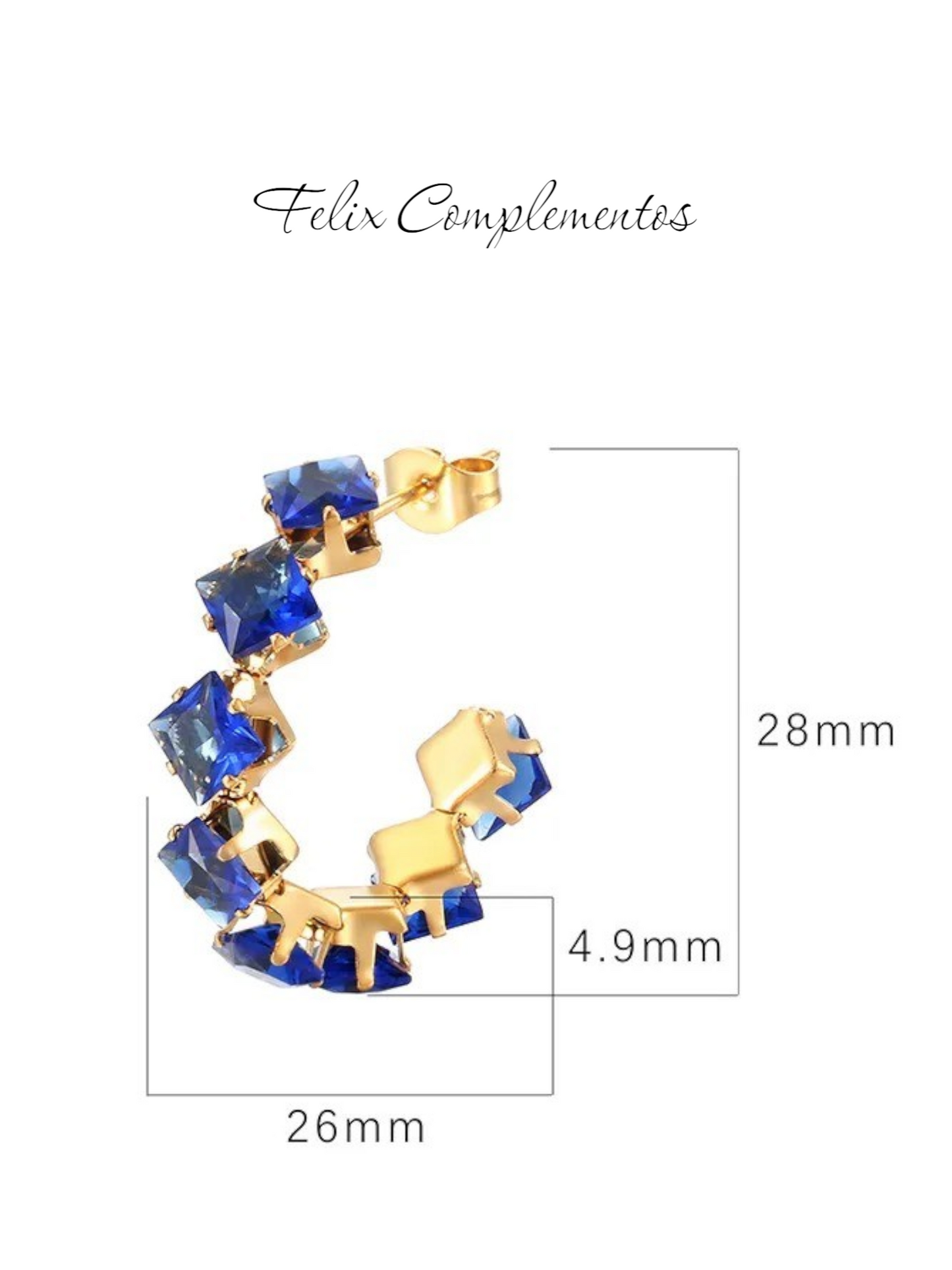 Pendiente aro piedras brillantes
