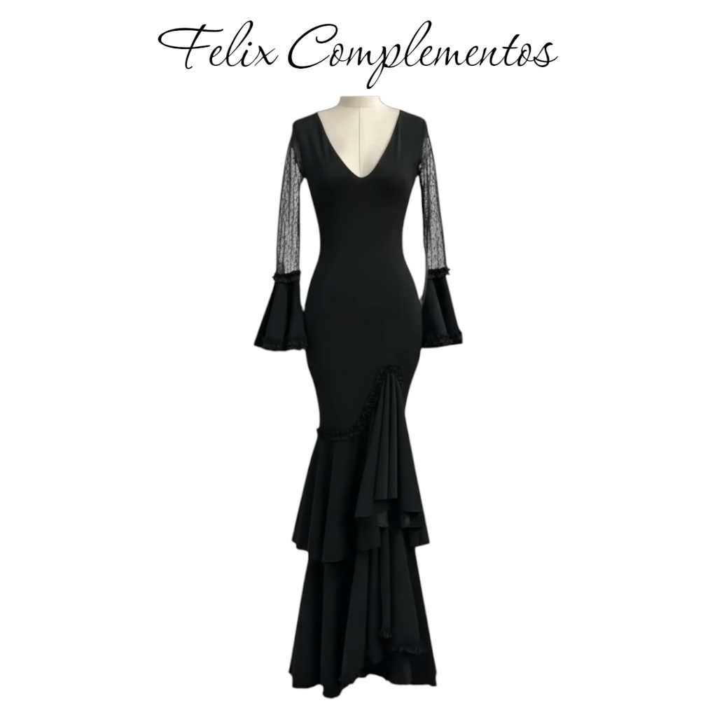 Vestido flamenca negro encaje (M1)
