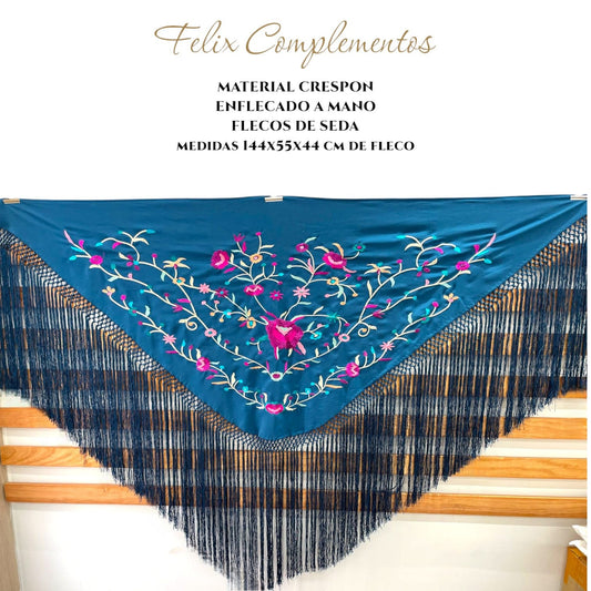 Manton azul pantano flores bugambilla (modelo F)