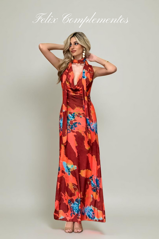 Vestido crep estampado