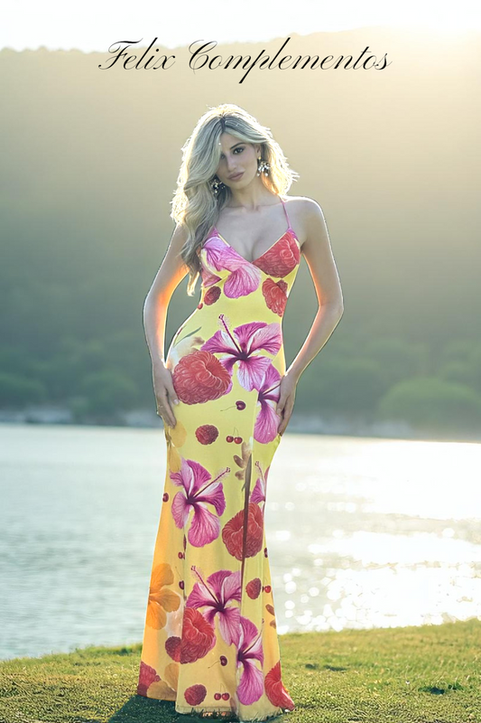 Vestido largo estampado