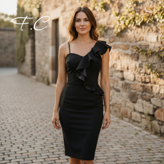 Vestido corto con volante