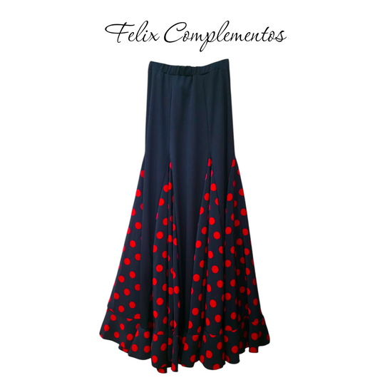 Falda neja lunares sin volante