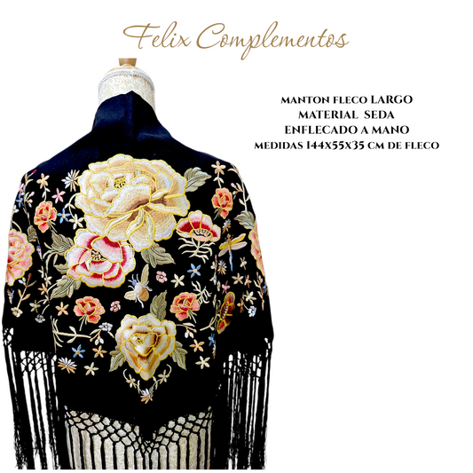 Manton negro con flores
