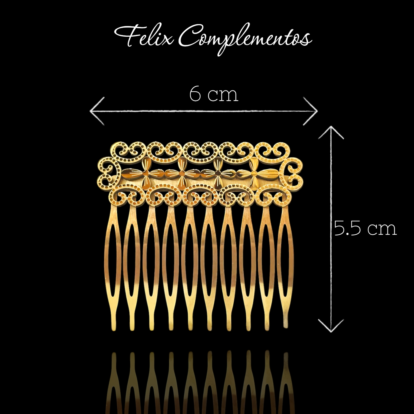 Peina rectangular dorado y plateado