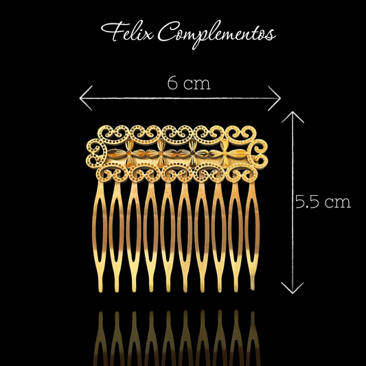 Peina rectangular dorado y plateado