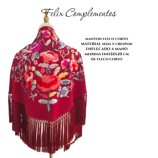 Manton Era rojo oscuro con flores