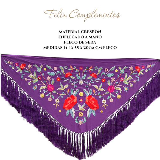 Purple shawl with large flowers