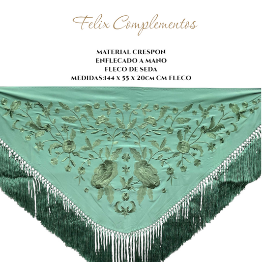 Green shawl with large flowers