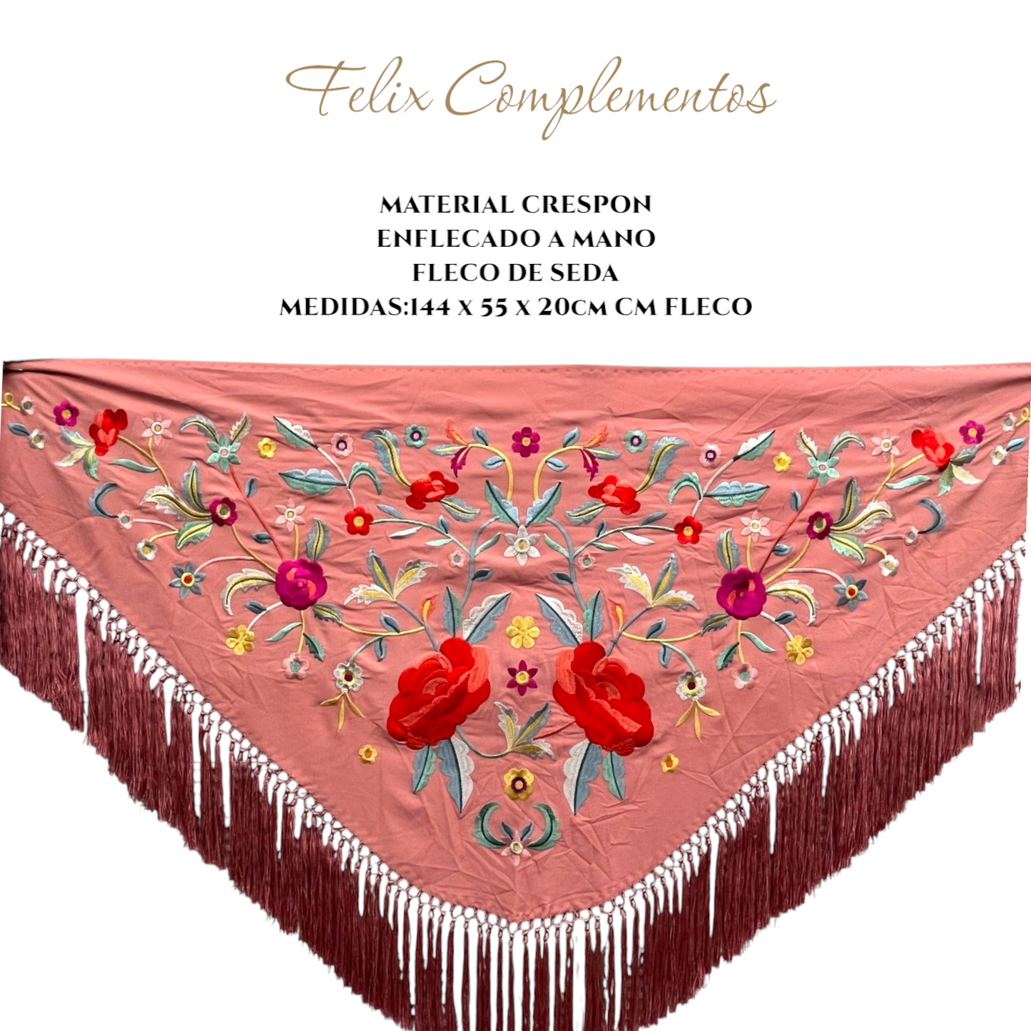 Pink shawl with large flower makeup