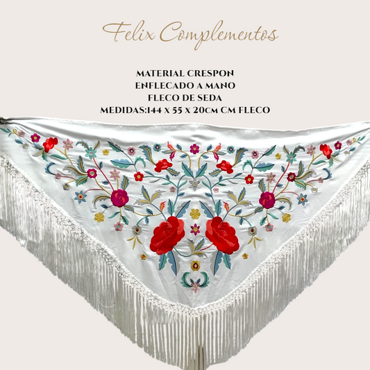 White shawl with large flowers