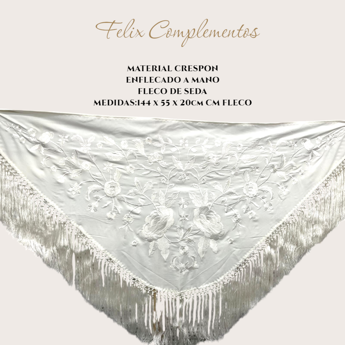 Xale branco bordado em branco (off-white)