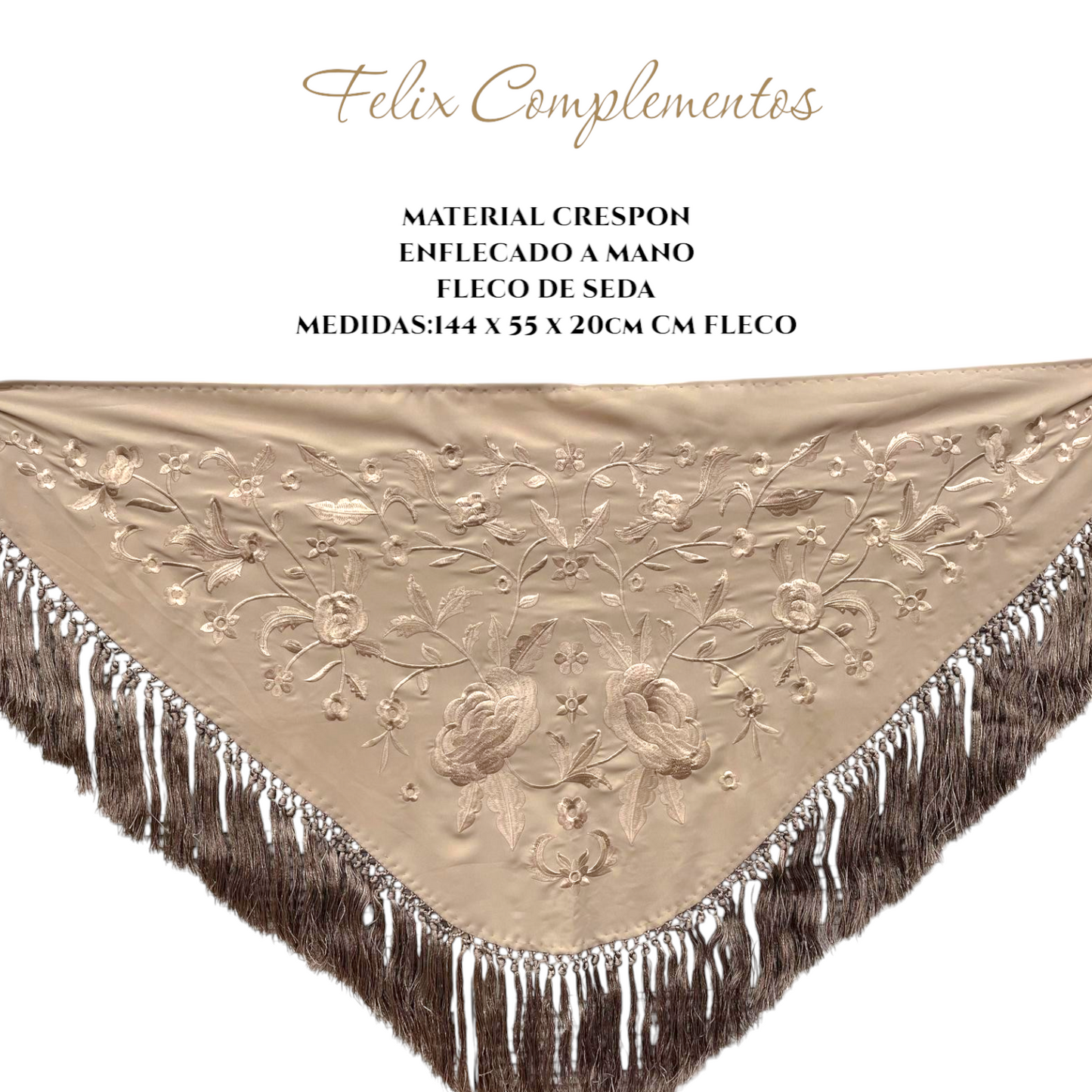 Xale marrom acinzentado flor grande