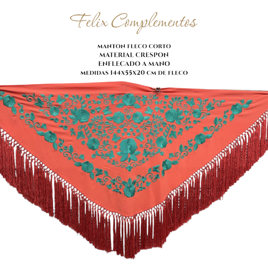 Manton coral con verde