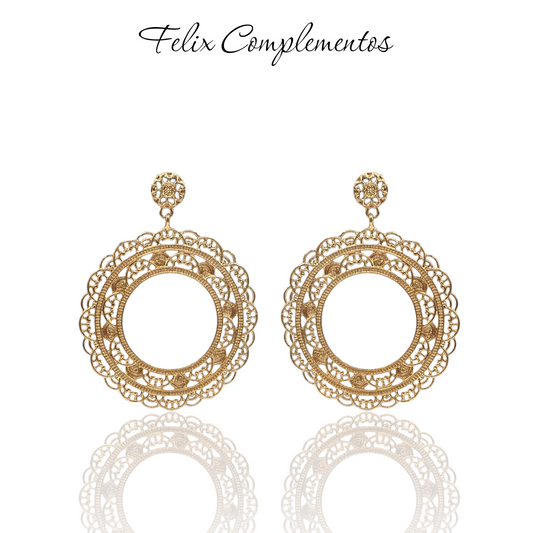 Pendiente Dorado aro flor (M2)
