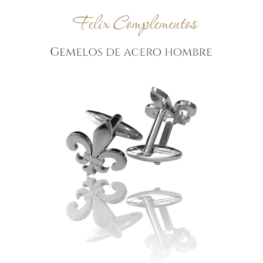 Gemelos flor de Lis plateado