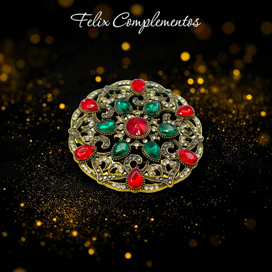 Broche redondo vintage verde