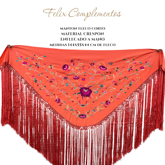 Manton coral flor bugambilla (Modelo F)
