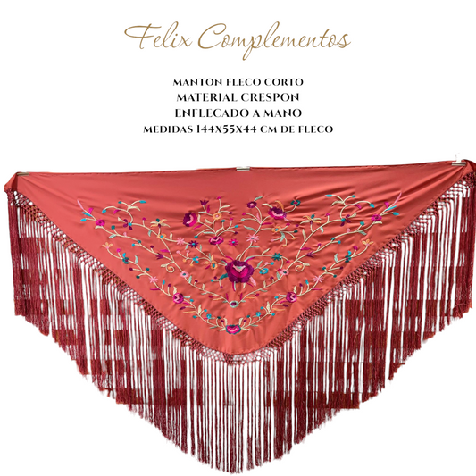 Manton color teja flor bugambilla (Modelo F)