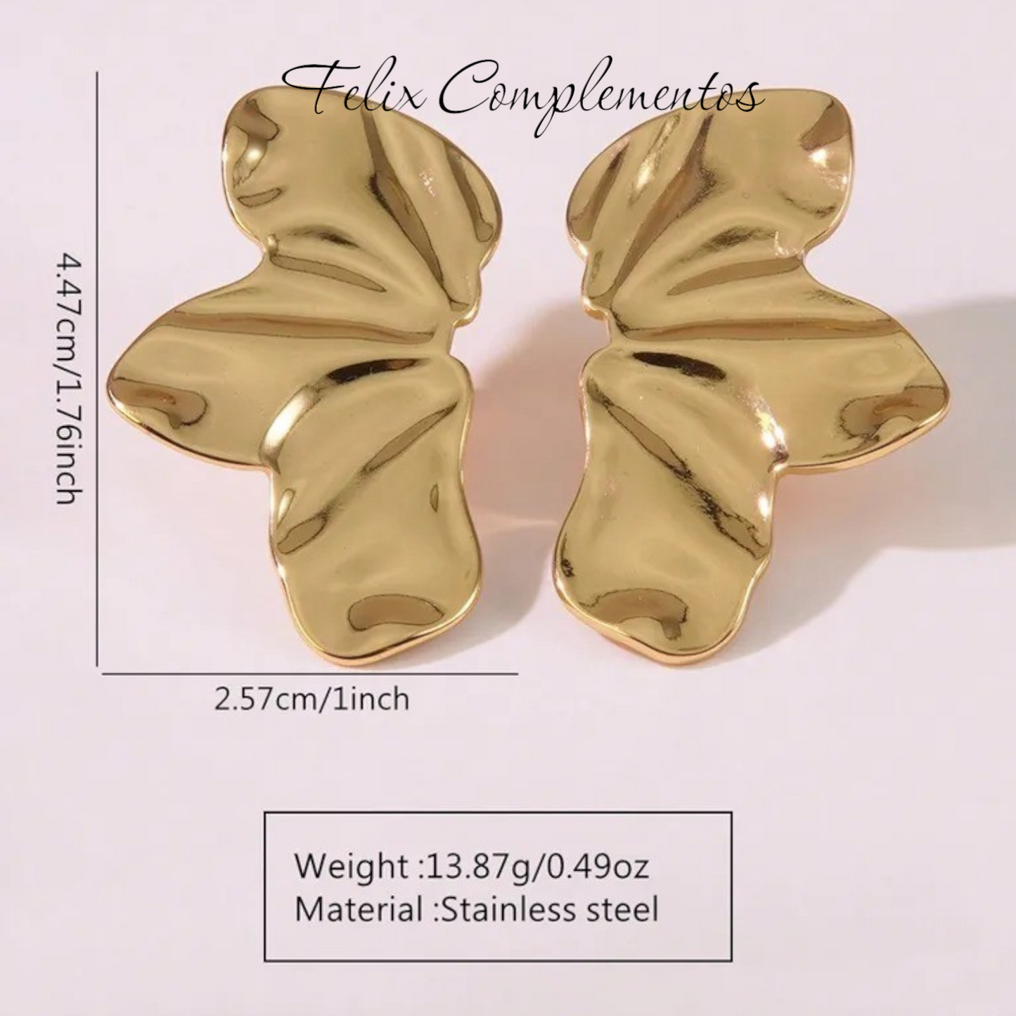 Pendientes estilo ojas grandes Acero 304