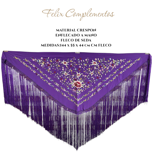 Manton morado flor burdeo (modelo B)