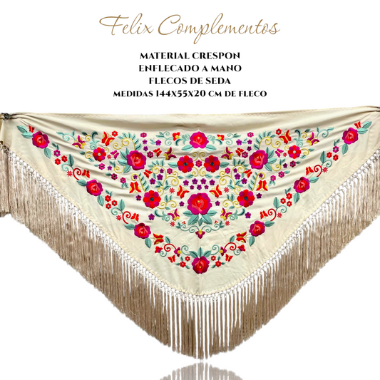 Manton flor pequeño beige