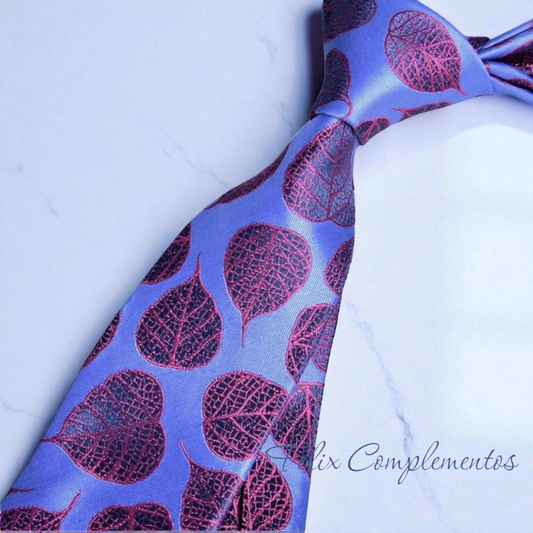 Corbata azul ojas fucsia