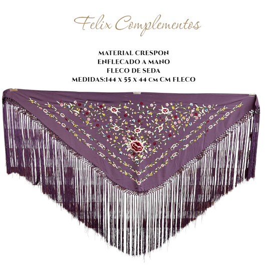 Manton morado grisaceo flor burdeo (modelo B)