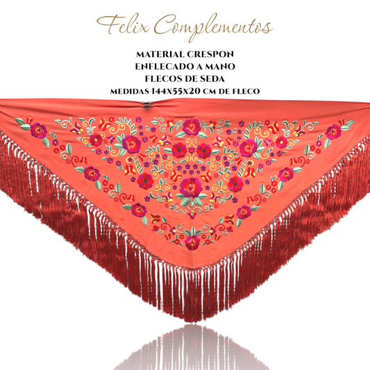 Manton flor pequeño coral intenso