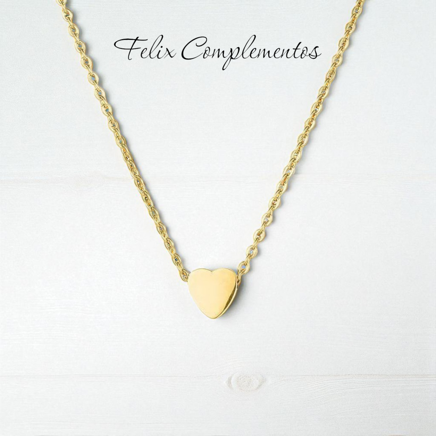 Collar corazon Acero baño de oro