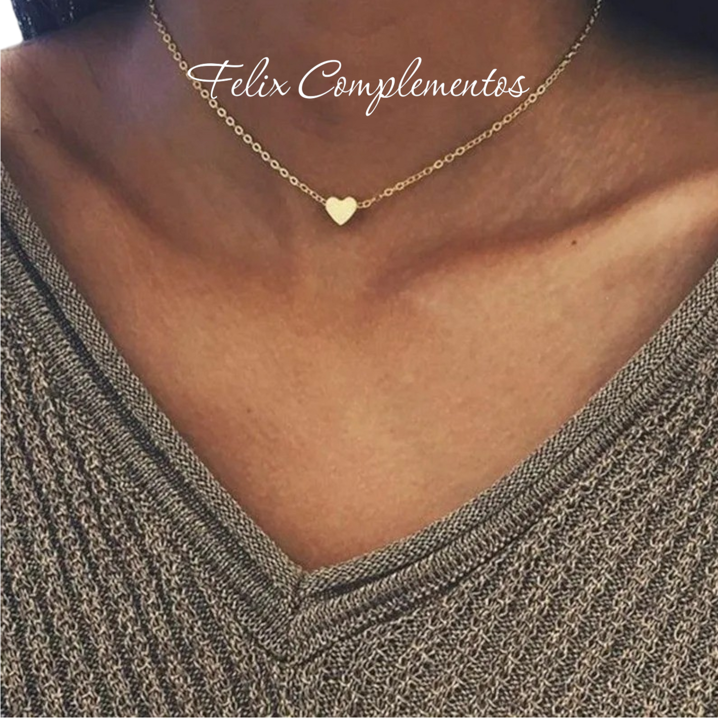 Collar corazon Acero baño de oro