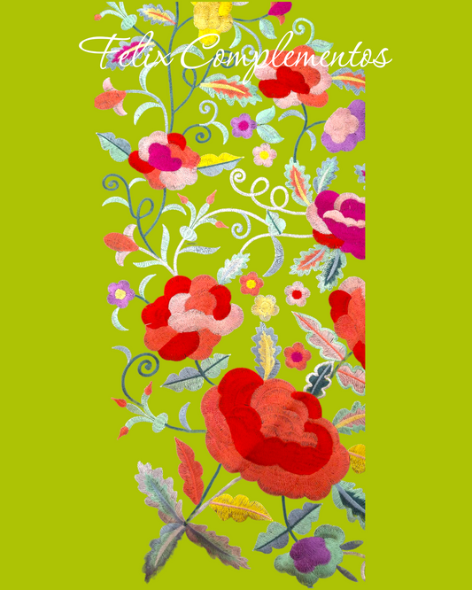 Manton flor grande verde manzana intenso