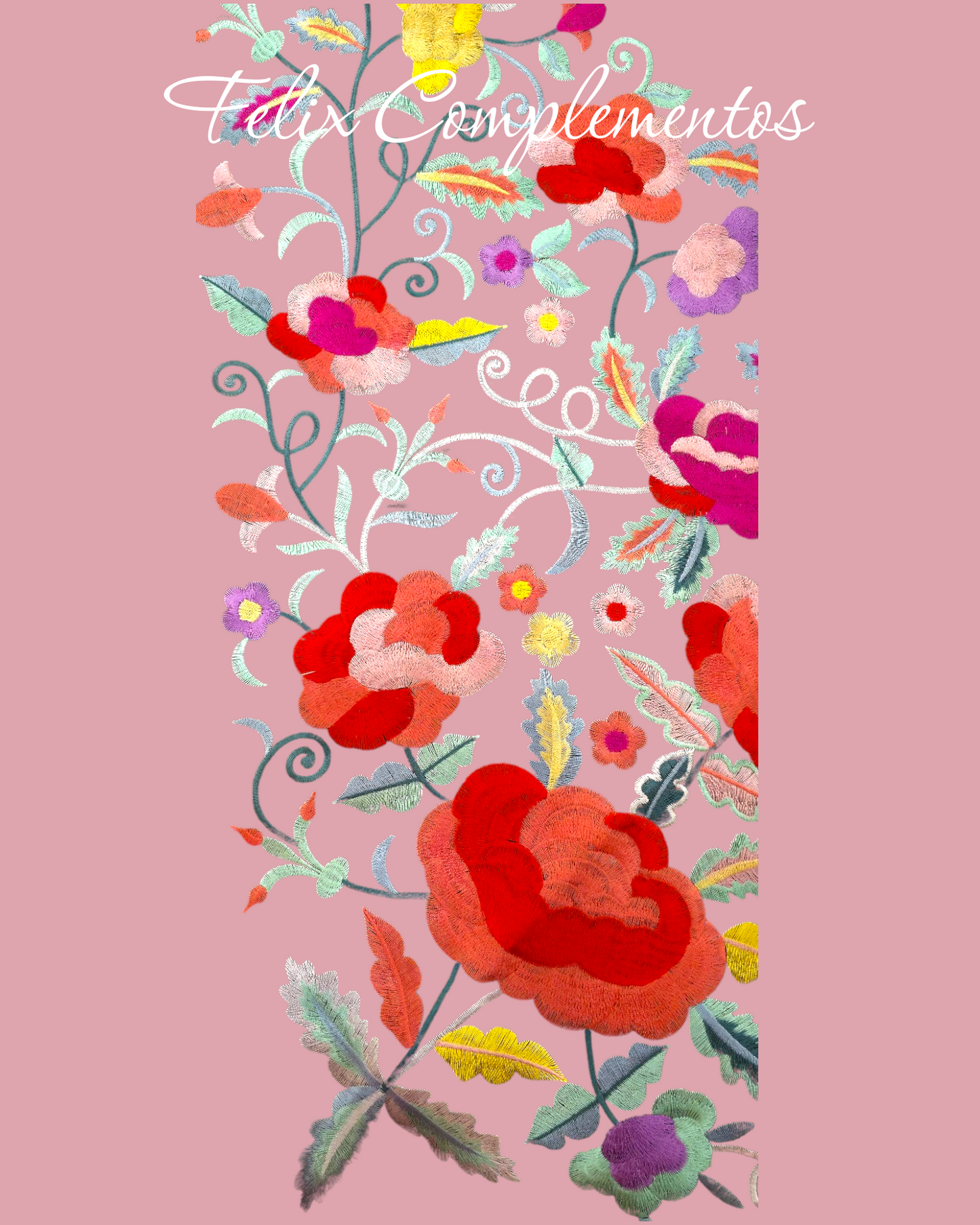 Pink shawl with large flowers