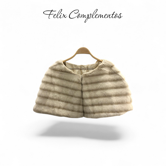 Capa de pelo con rayas beige