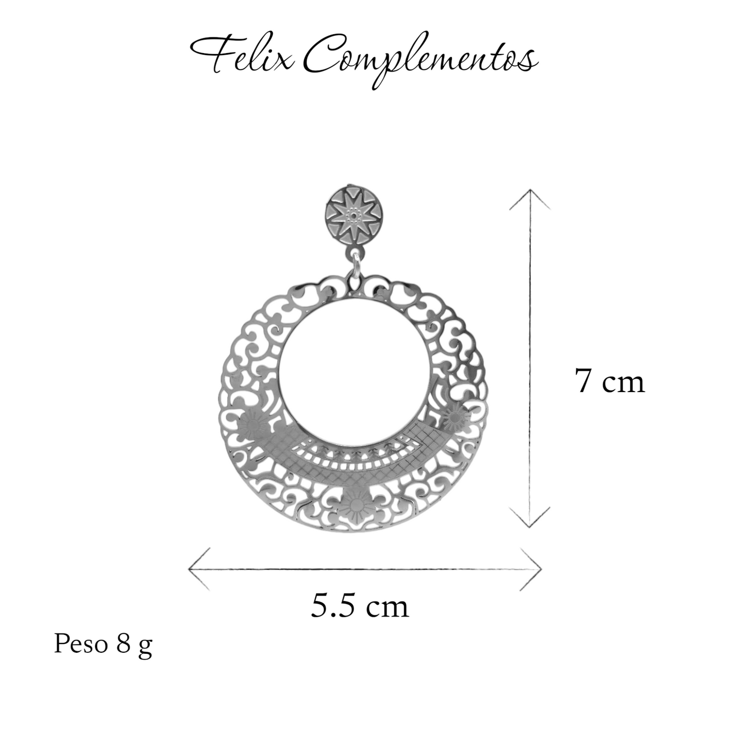Pendiente clasico calado acero