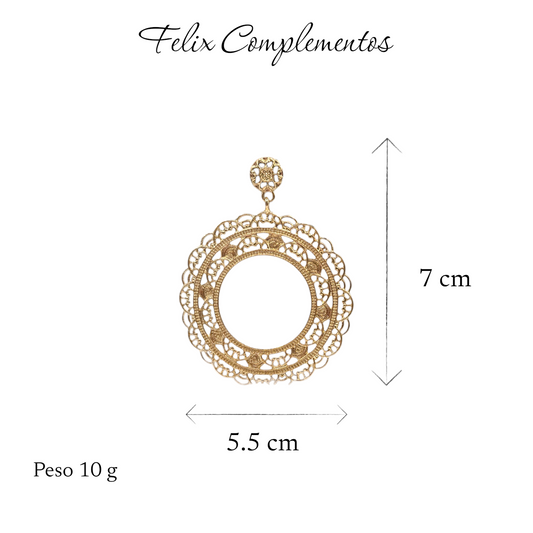 Pendiente Dorado aro flor (M2)