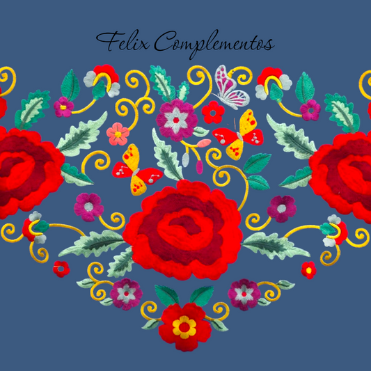 Manton 3 Rosas Azul Vaquero