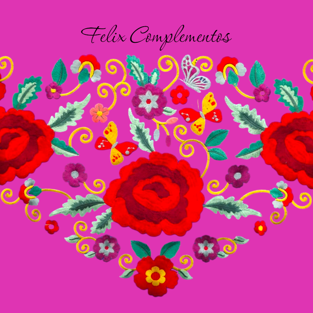 Manton Tres Rosas Fucsia