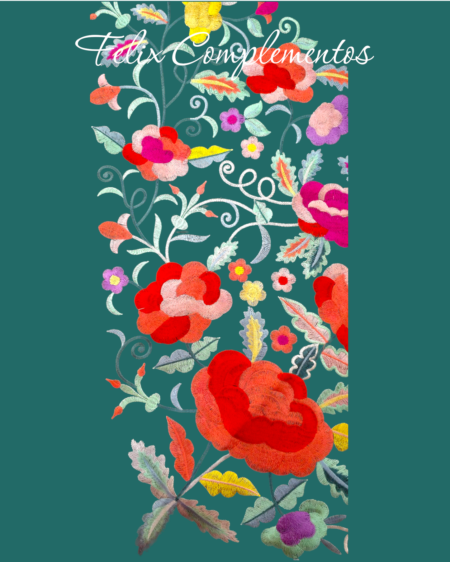 Manton flor grande verde botella