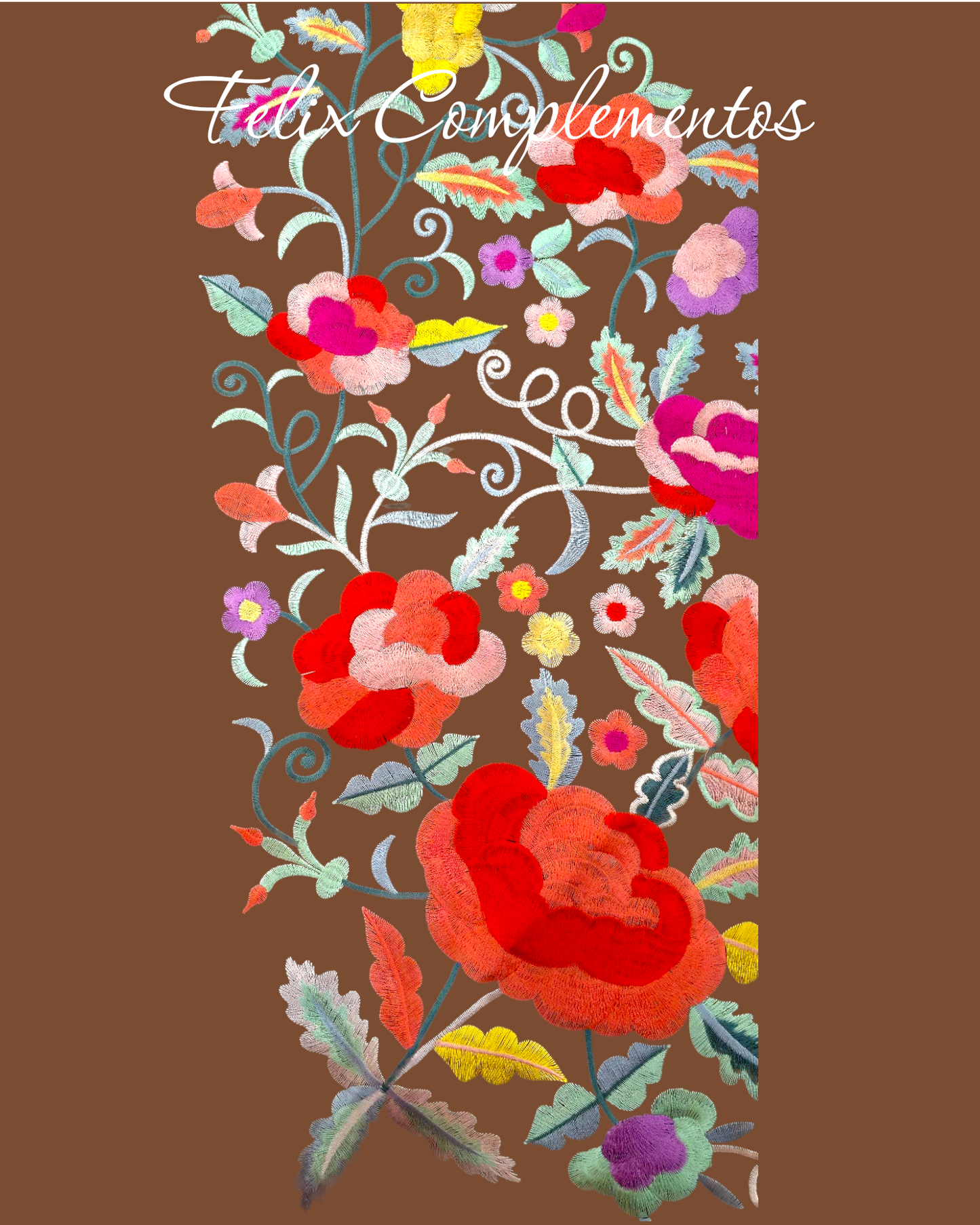 Manton Flor grande Marron Chocolate