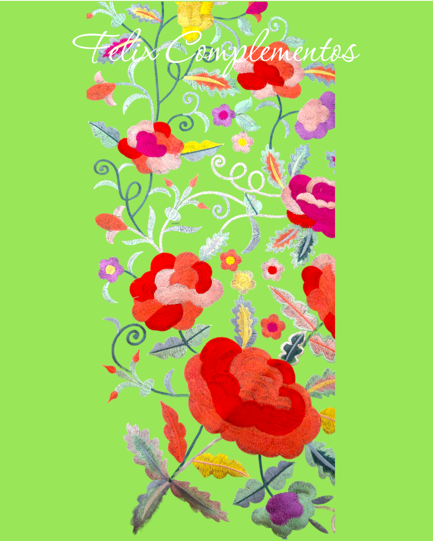 Manton Flor grande Verde Lima