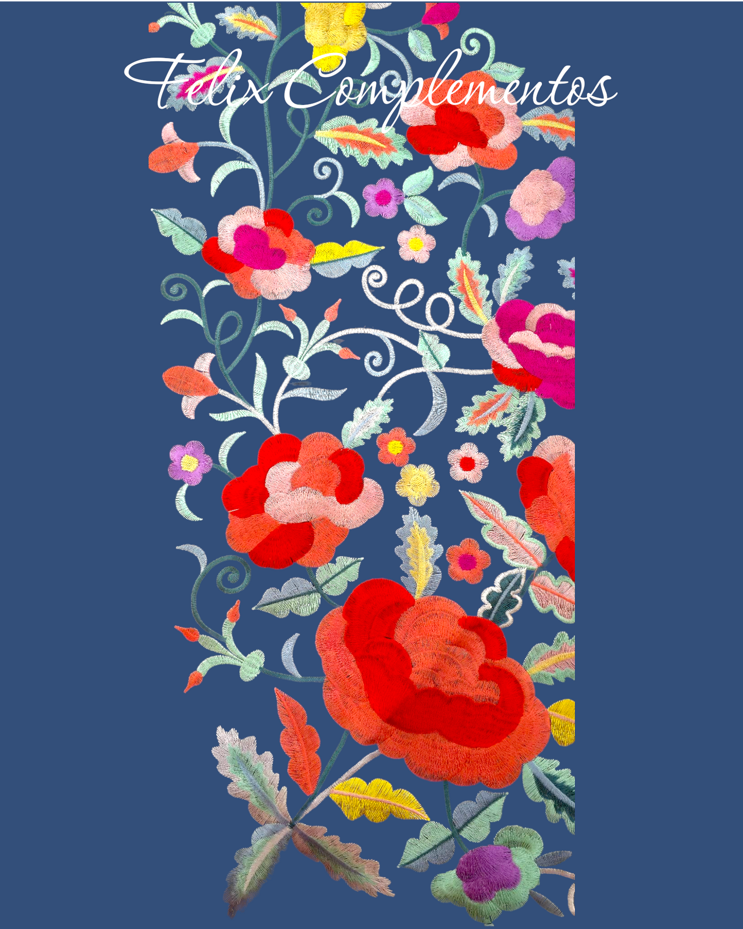 Manton Flor grande Azul Pantano