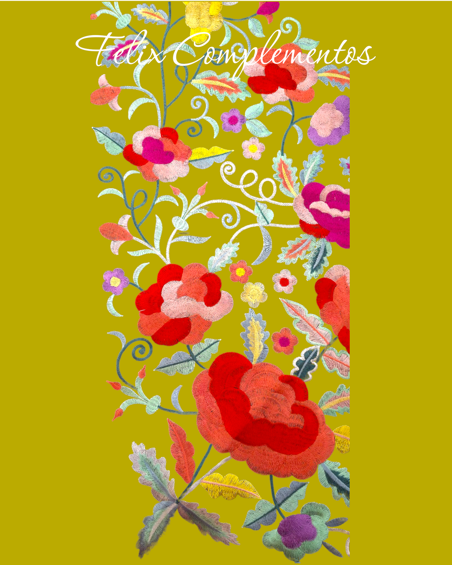 Manton flor grande Verde oliva