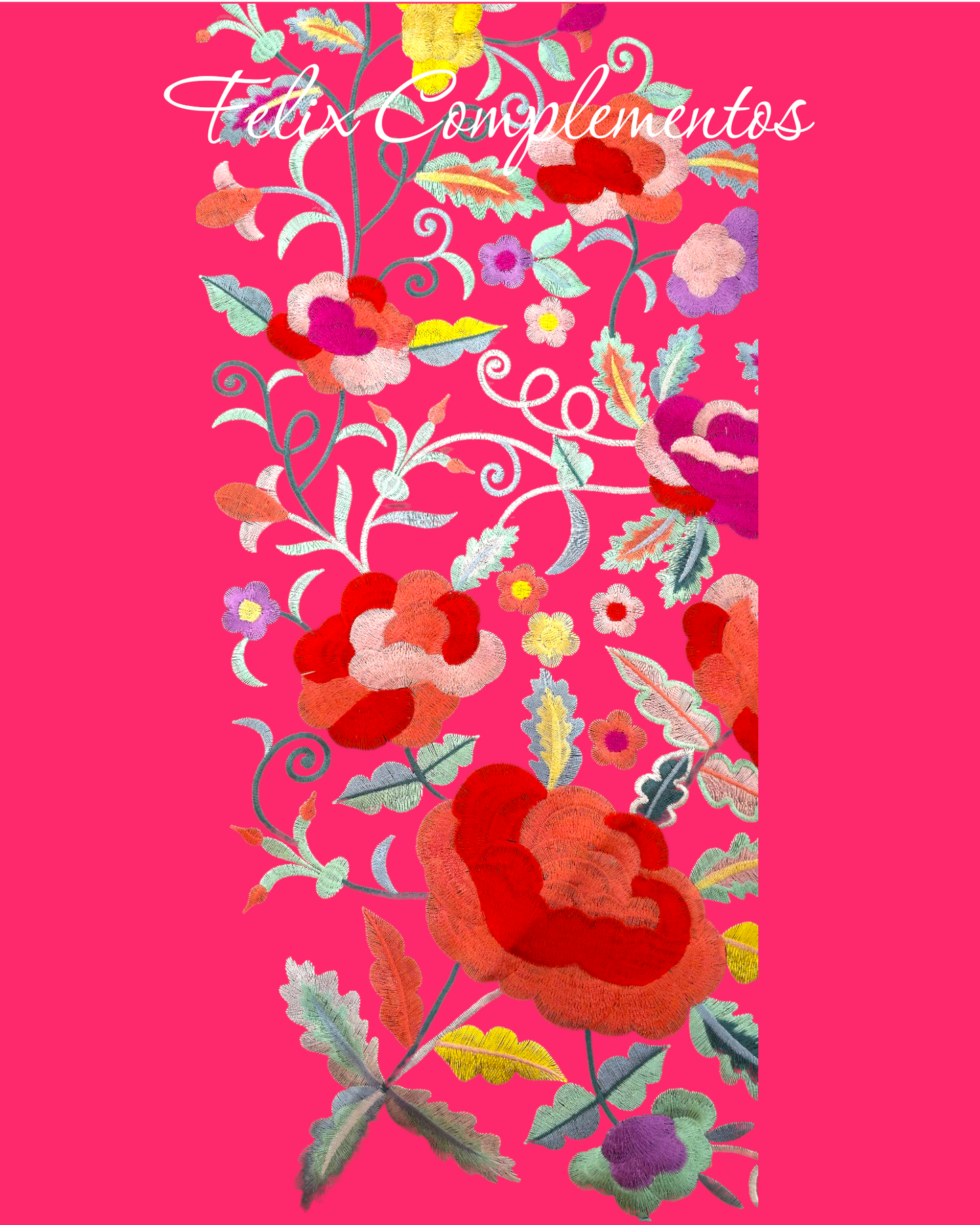 Manton flor grande Fucsia intenso