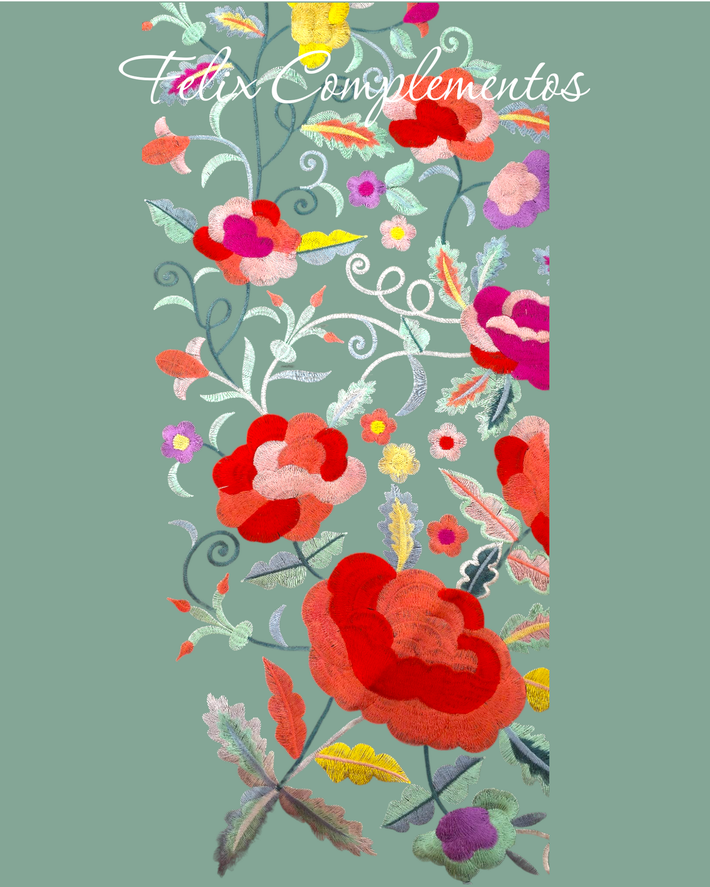 Manton flor grande verde agua