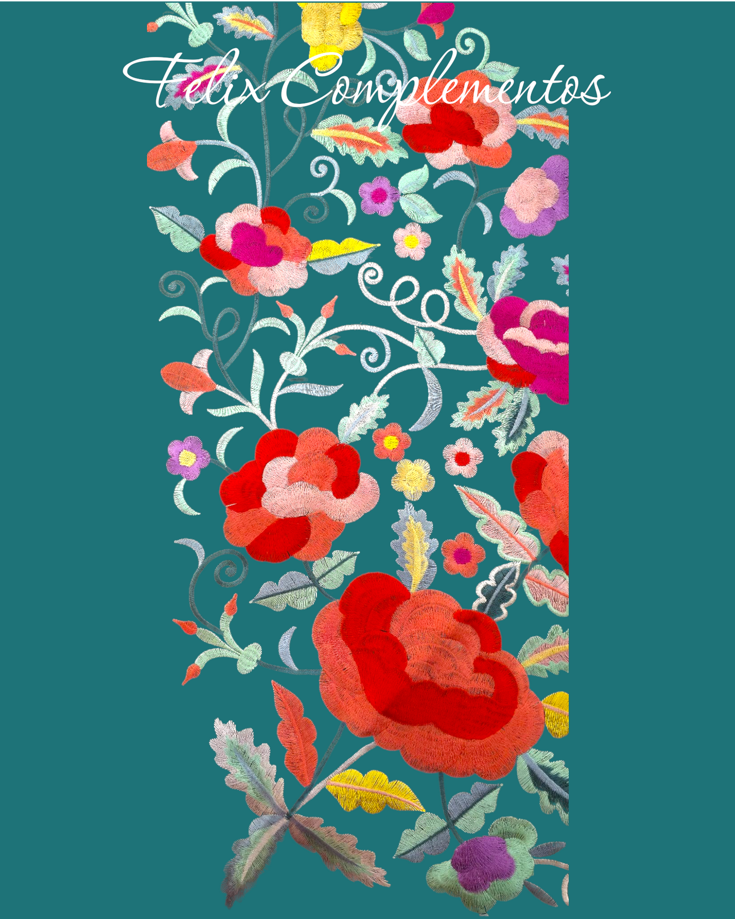 Manton flor grande verde botella