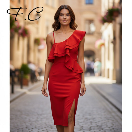 Vestido corto con volante